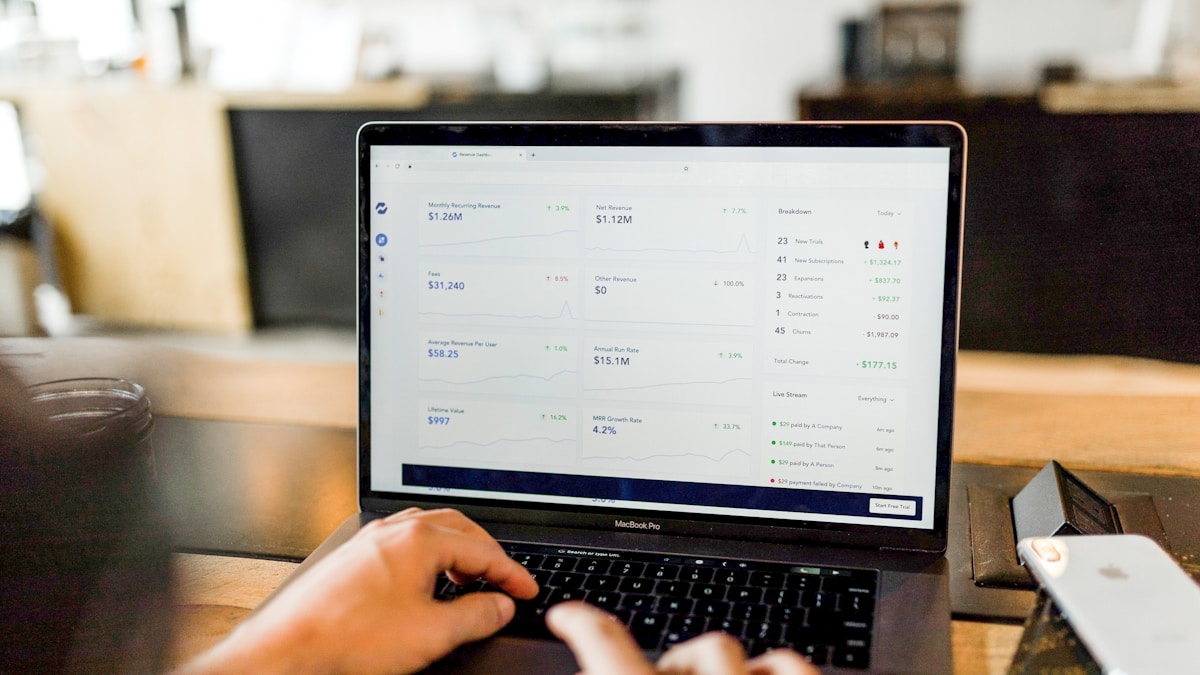Contractor reviewing AI search results on a laptop